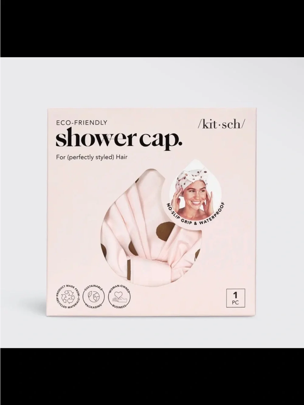 Kit+Sch Pink Luxury Polka Dot Shower Cap